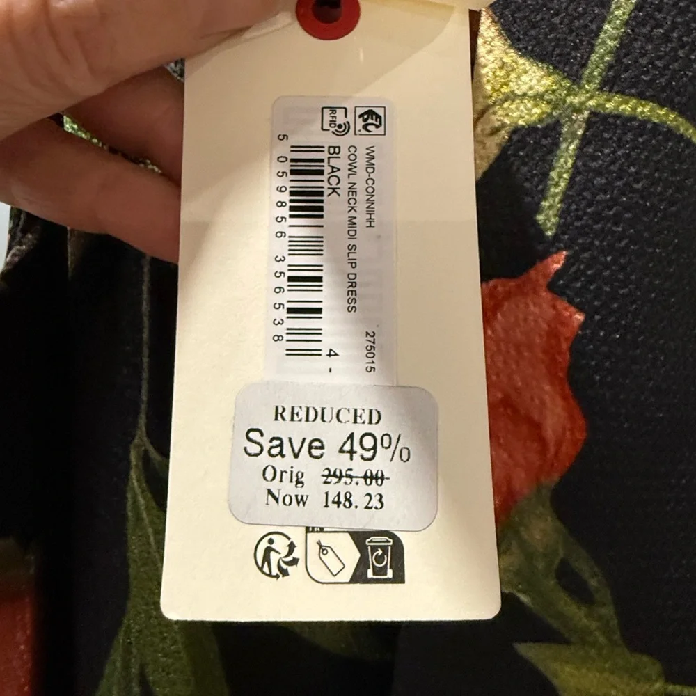 Ted Baker NWT size 4 Cowl Neck Black Floral Slip Midi Maxi Dress sleeveless - Picture 9 of 14